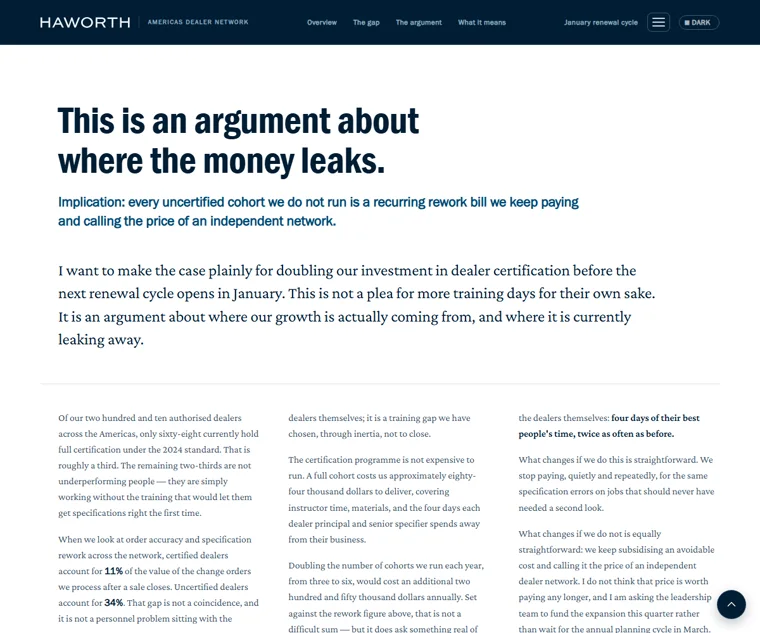 The section that distinguishes a Editorial / leadership note, from one generated by this service